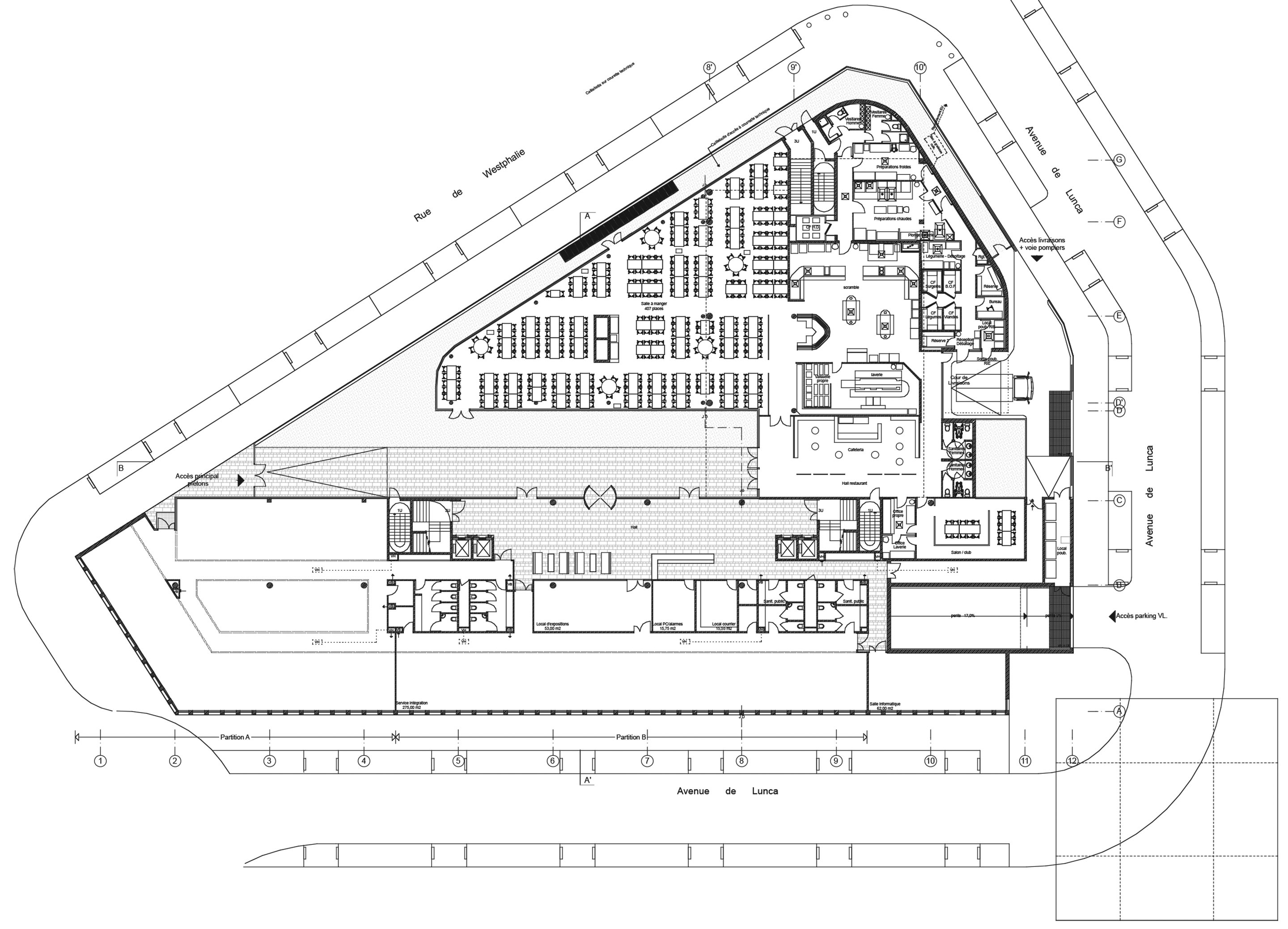 Querencia | Atelier d'architecture | Futura 3 | Siège Assystem France | Plan RDC